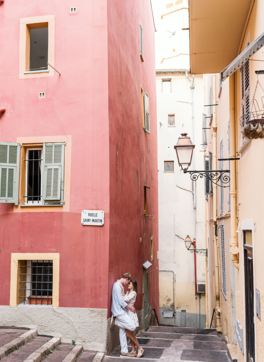 newly engaged couple share passionate moment in nice france