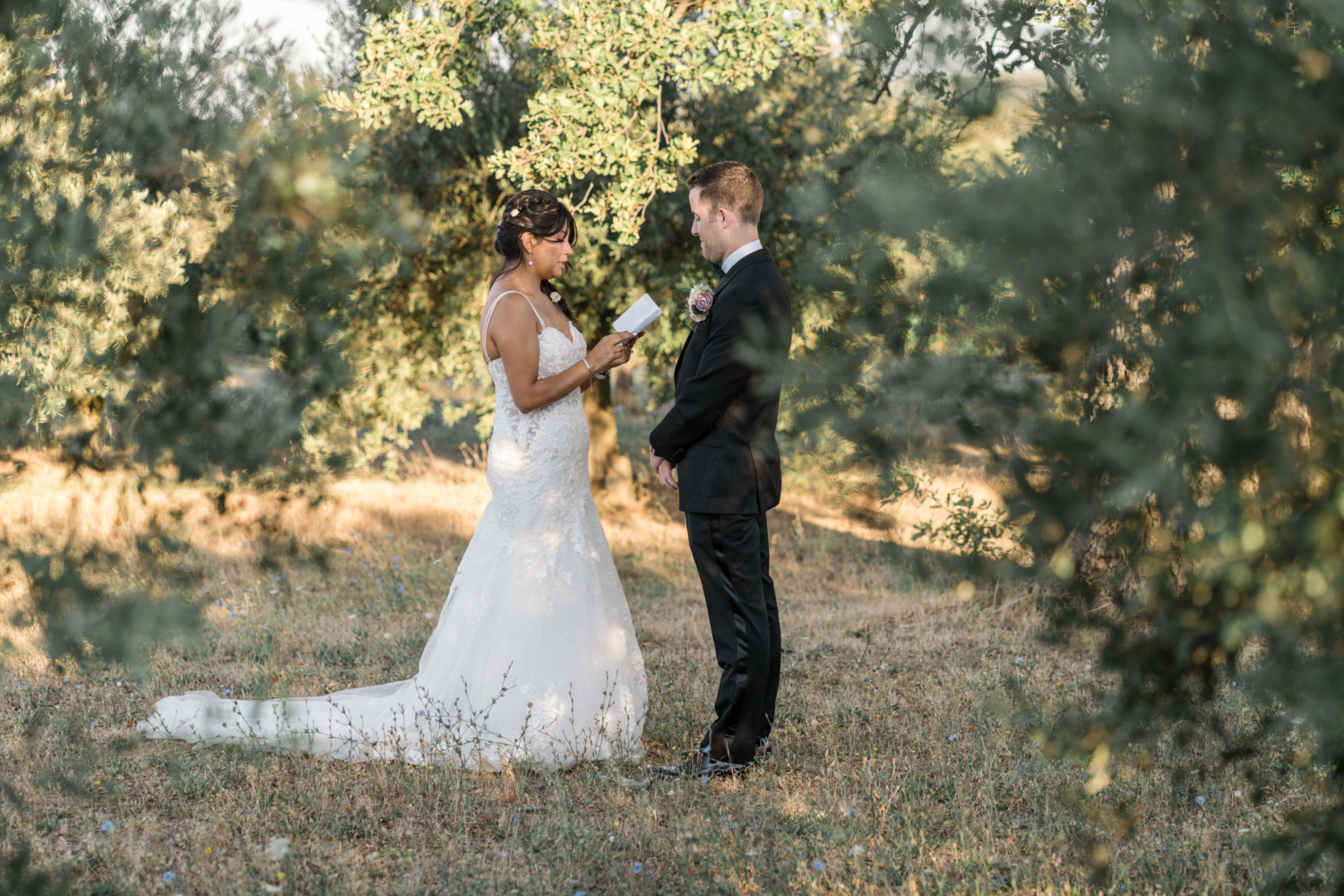 bride reads vows to groom in gordes france