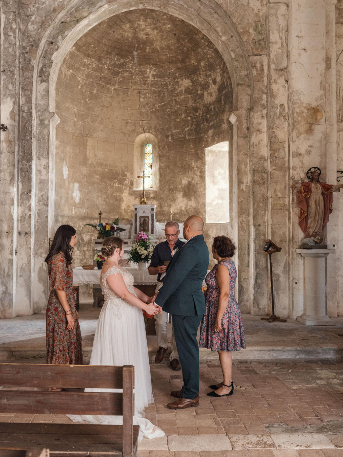 wedding ceremony in old church in provence france