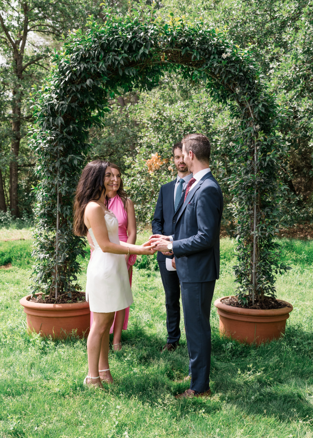 bride and groom share vows in menerbes france