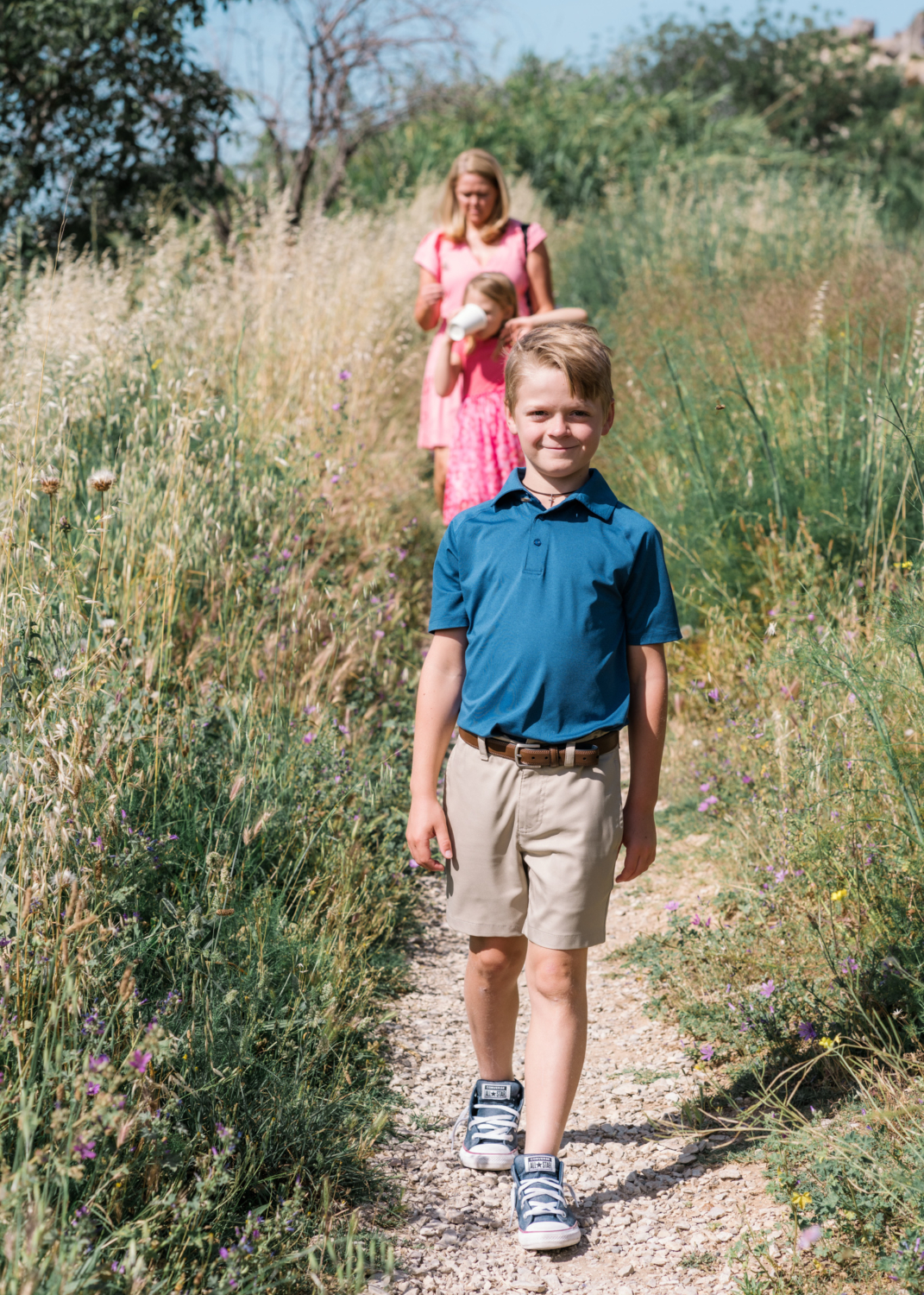 family goes on a hike in les baux de provence france