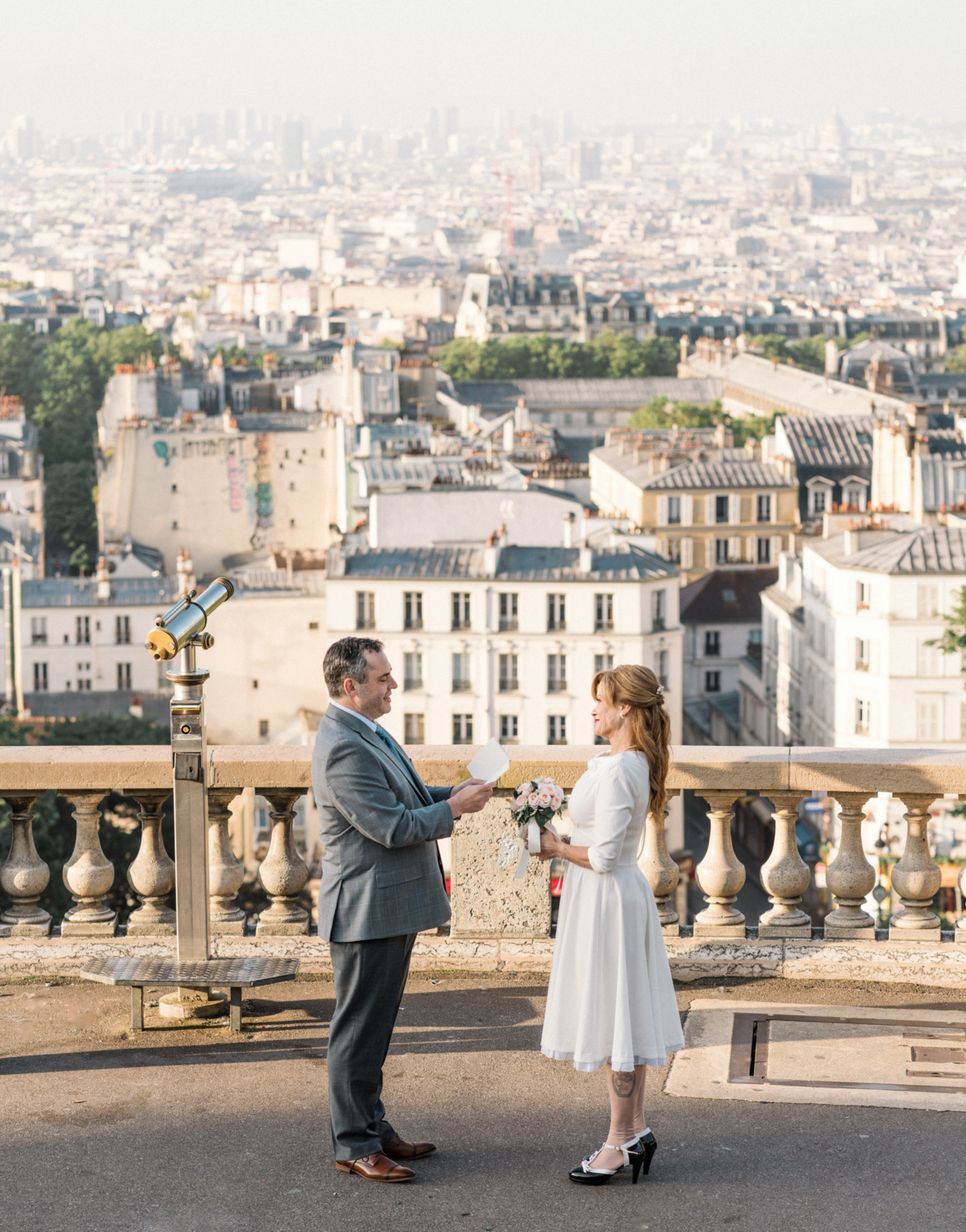 man says wedding vows to woman in paris