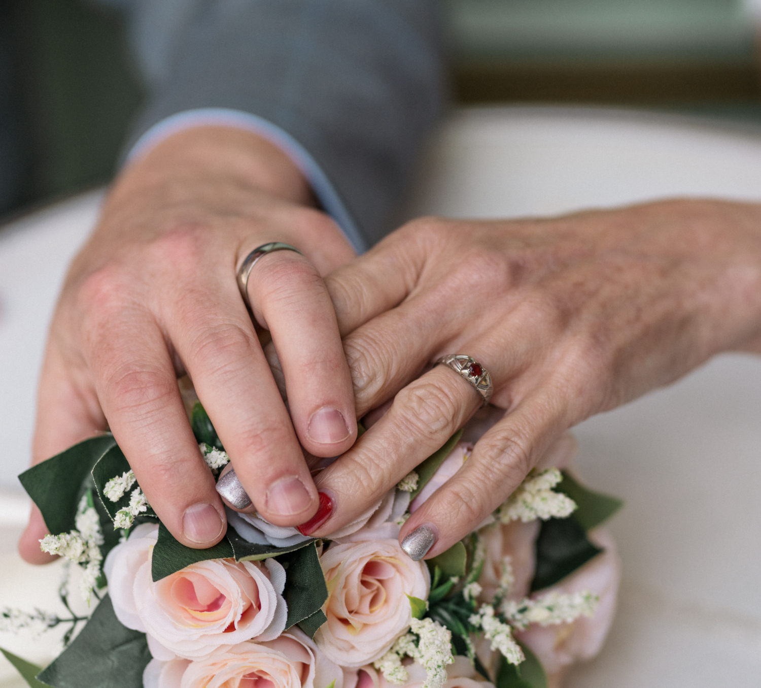 newlyweds show off their wedding rings in paris