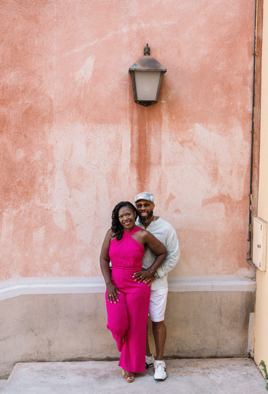 couple smile on their anniversary in nice france