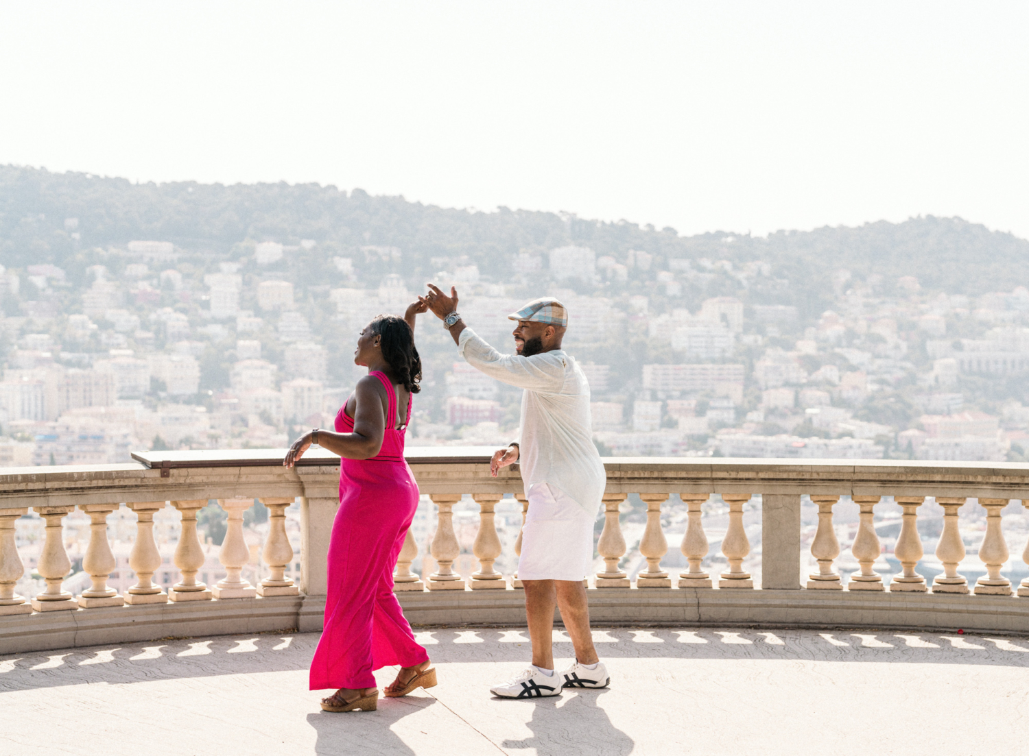 couple dance with beautiful view in nice france