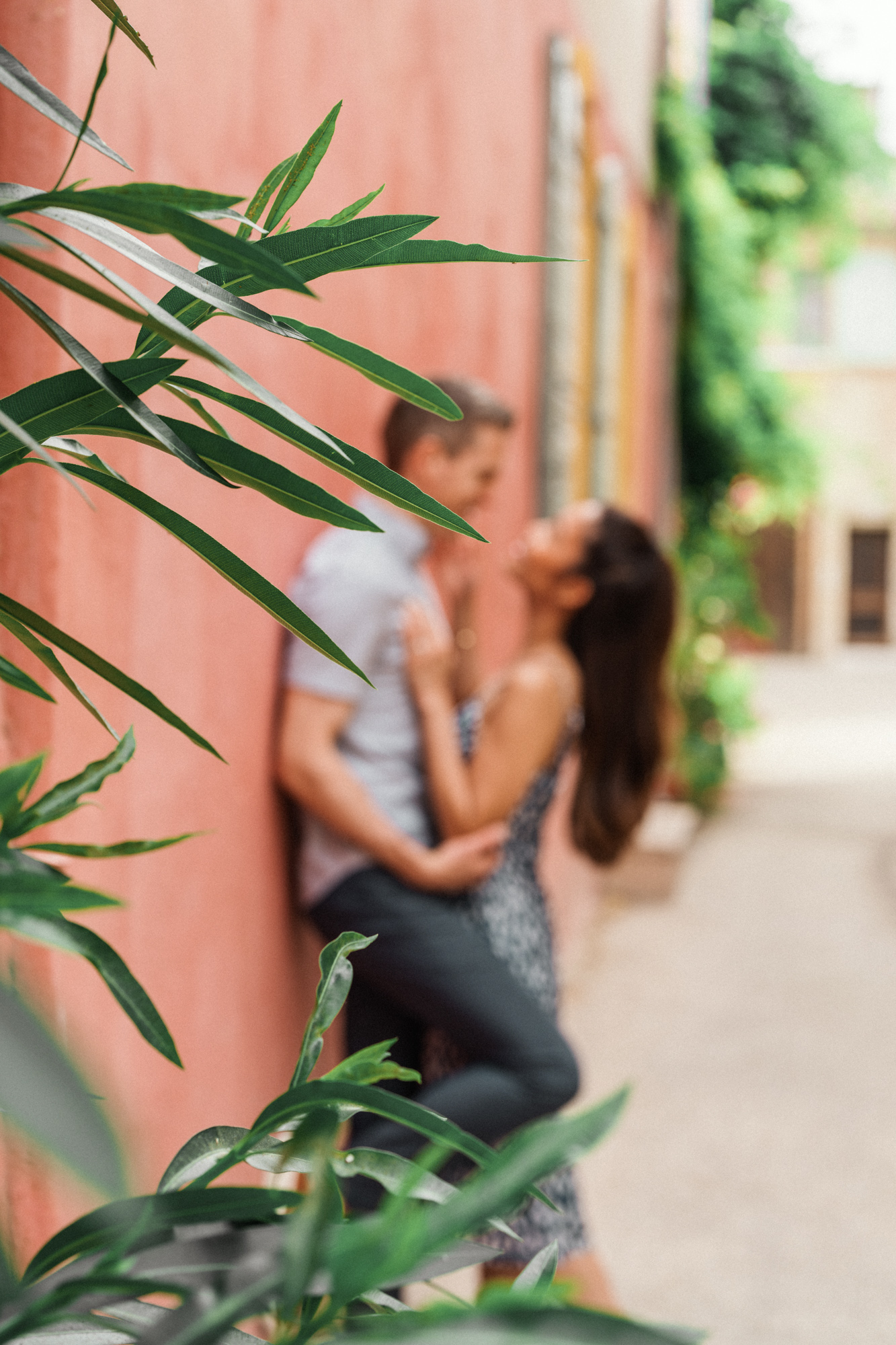 hazy colorful image of couple embracing