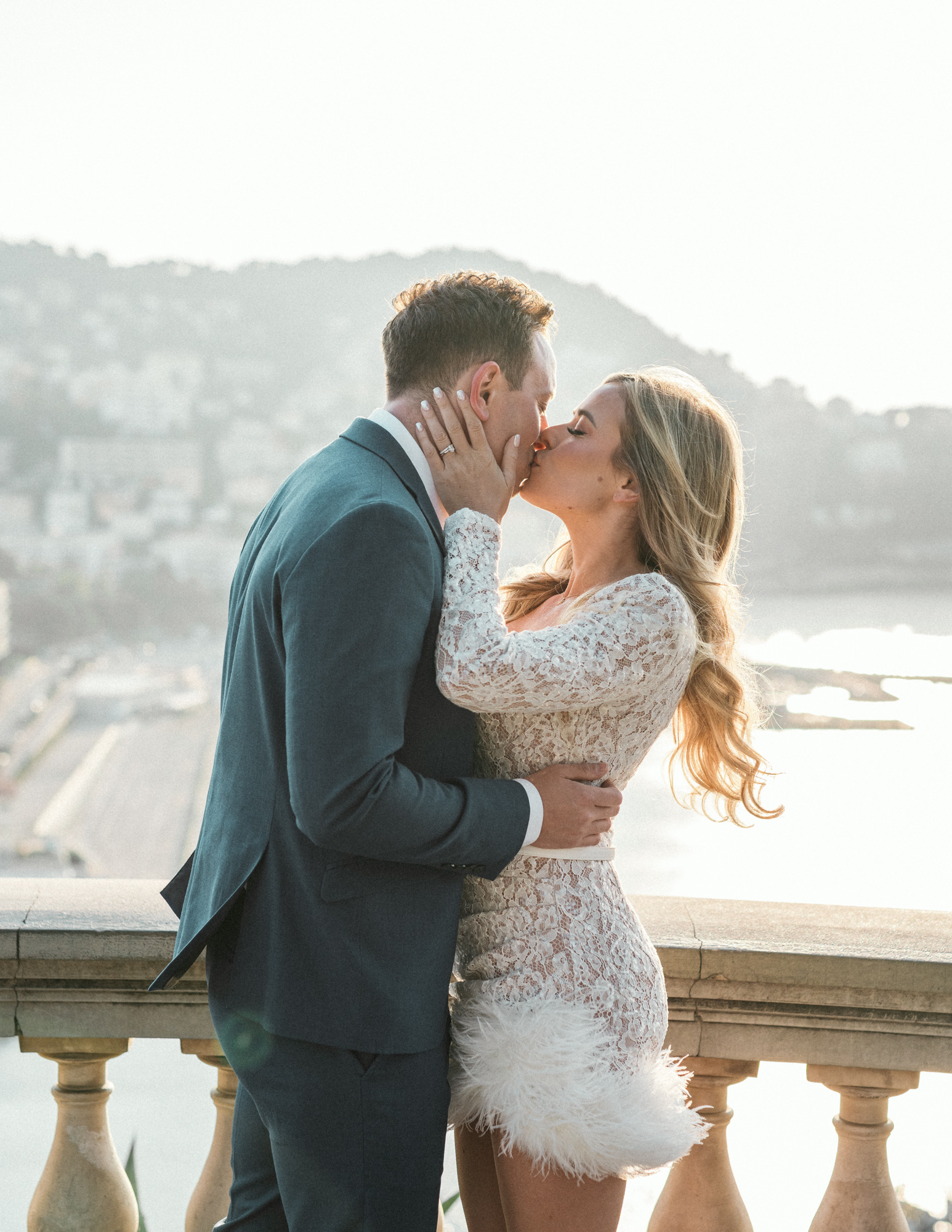 newlyweds passionately kiss in nice france