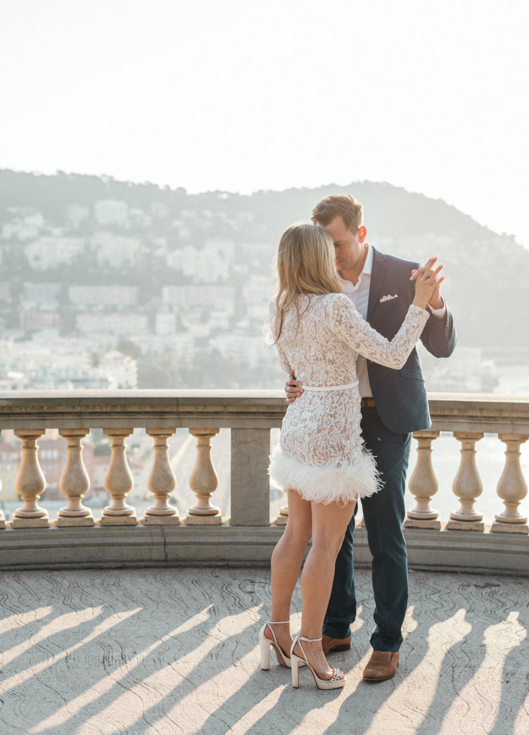 couple slow dance in the sun in nice france