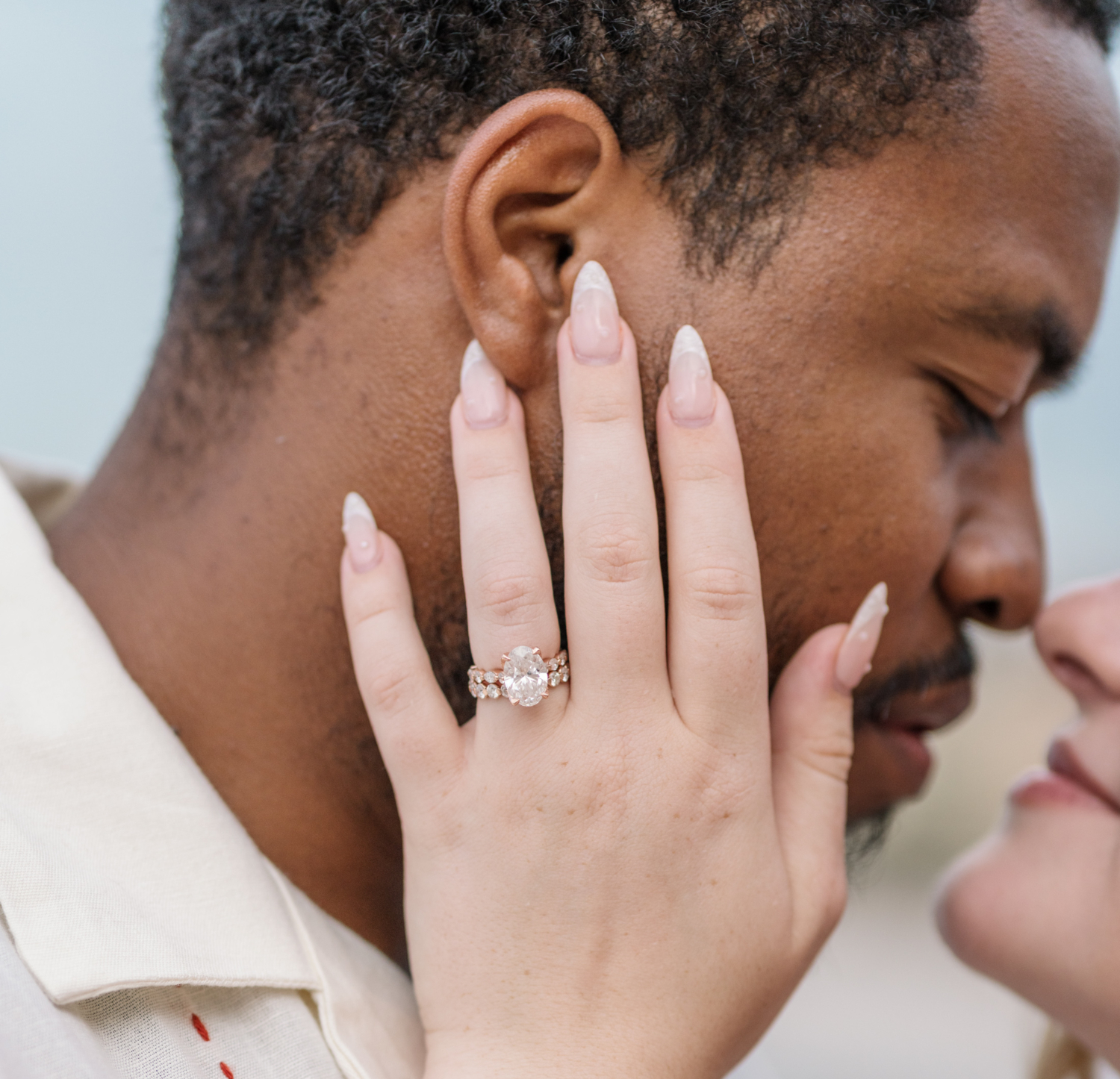 woman shows off her wedding ring in nice france