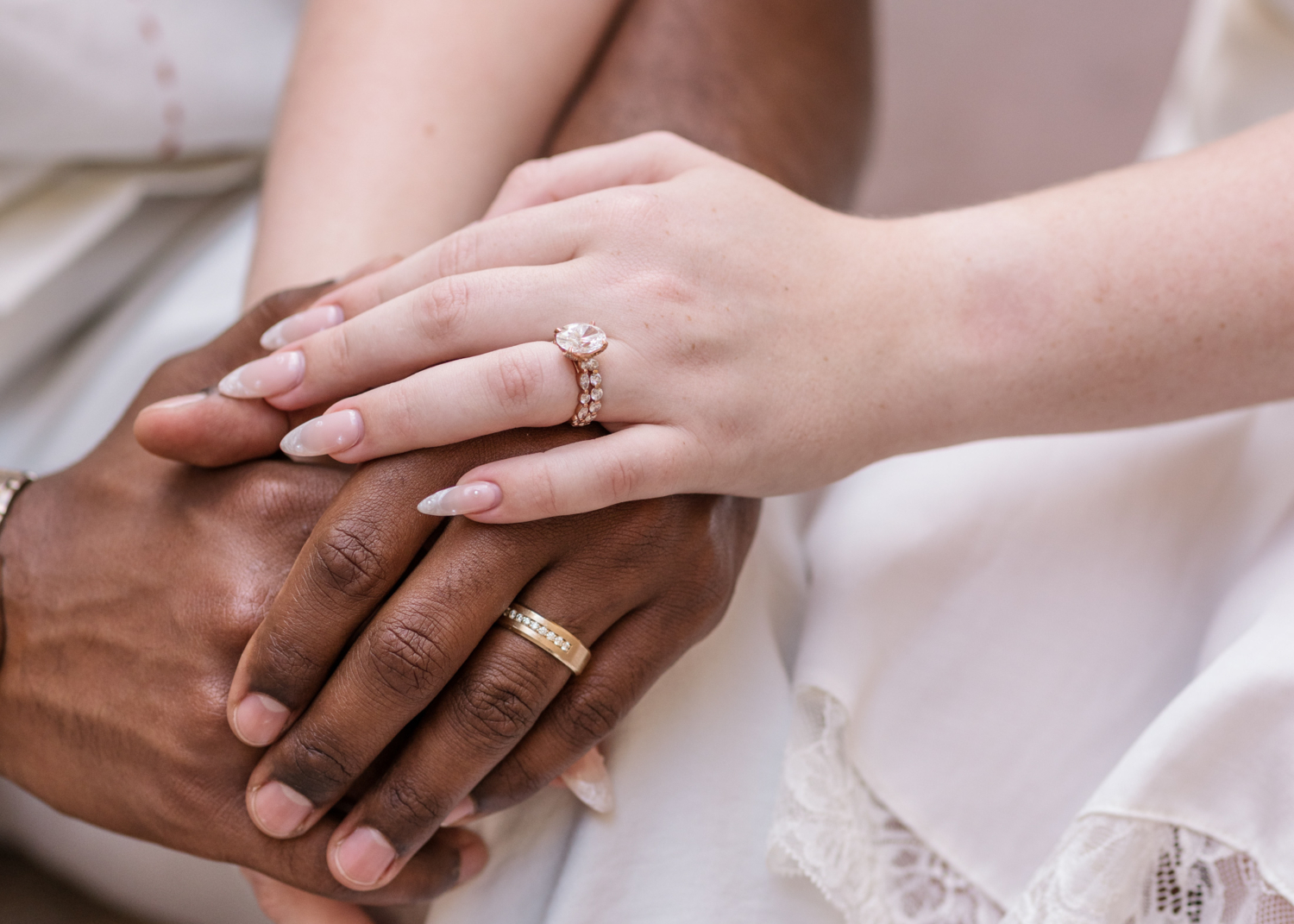 newlyweds show off their wedding rings in nice france