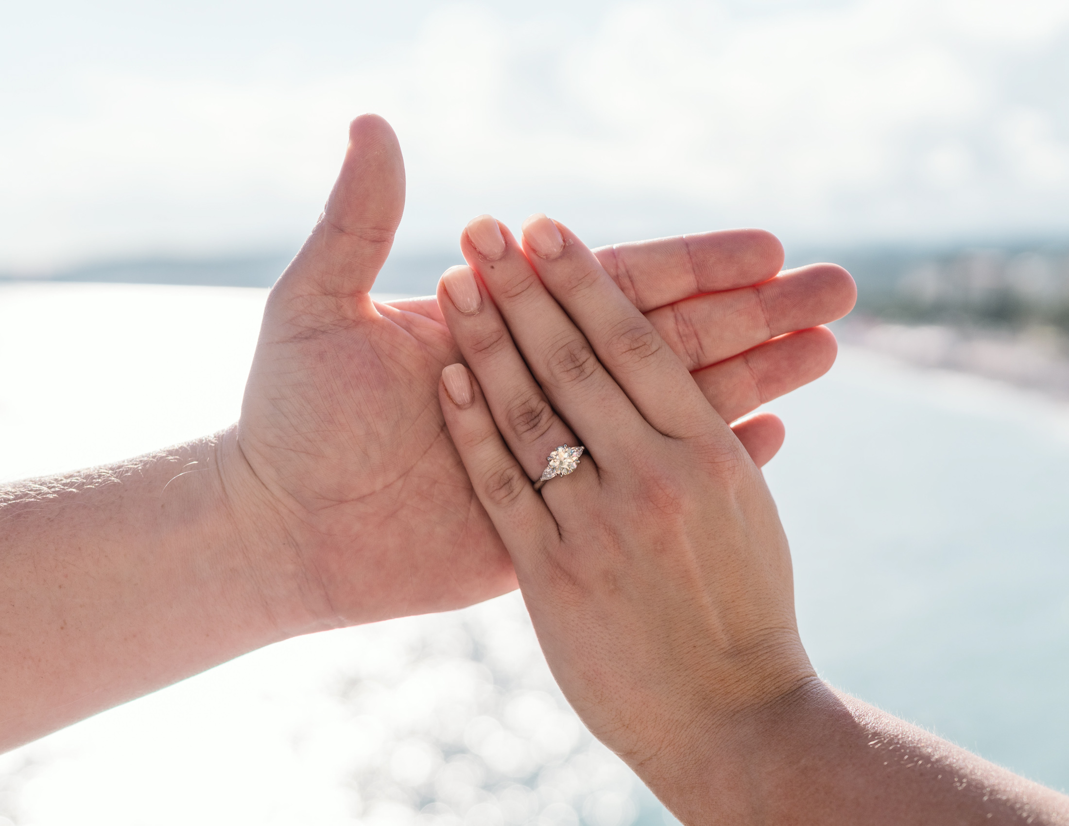 woman shows off new engagement ring in nice france