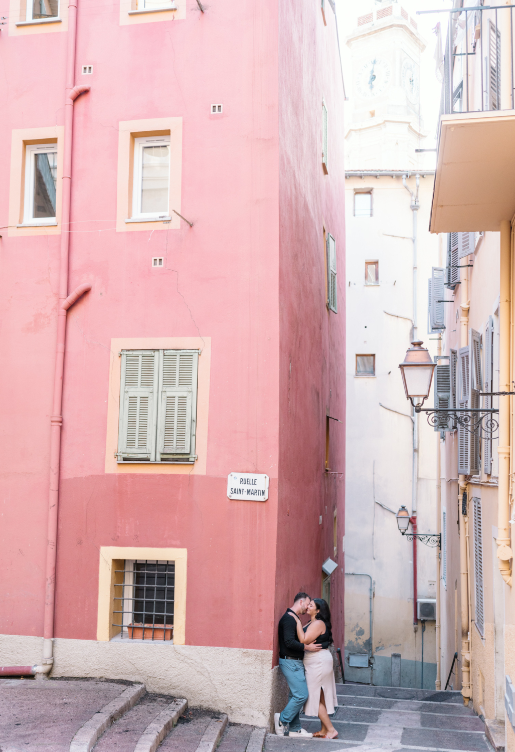 newly engaged couple share romantic moment in nice france