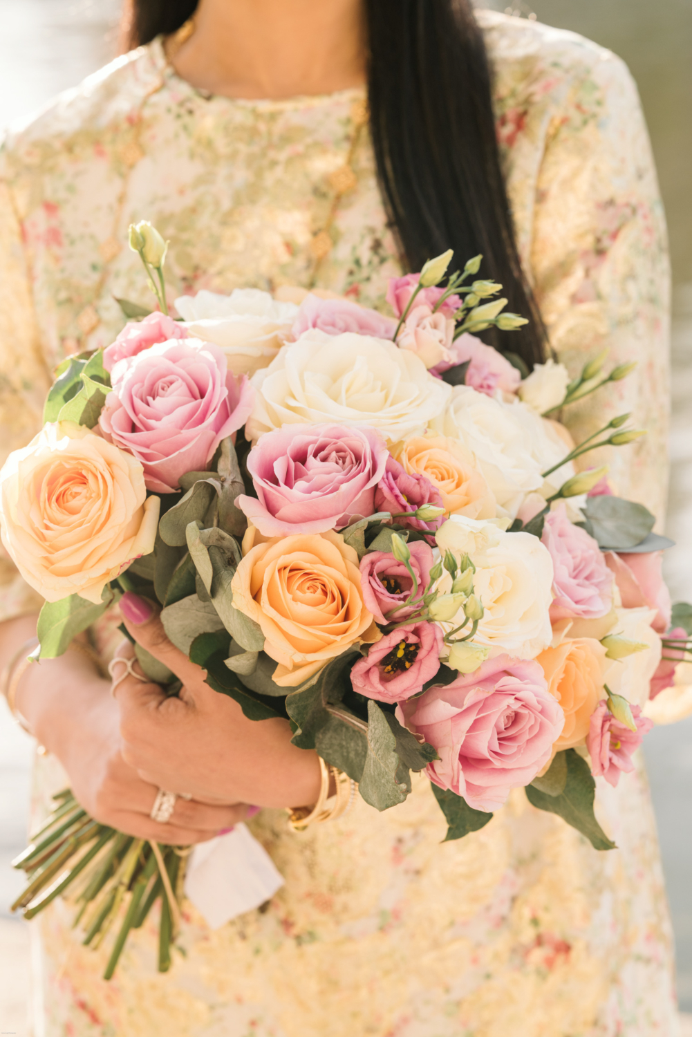 beautiful bouquet of pastel roses