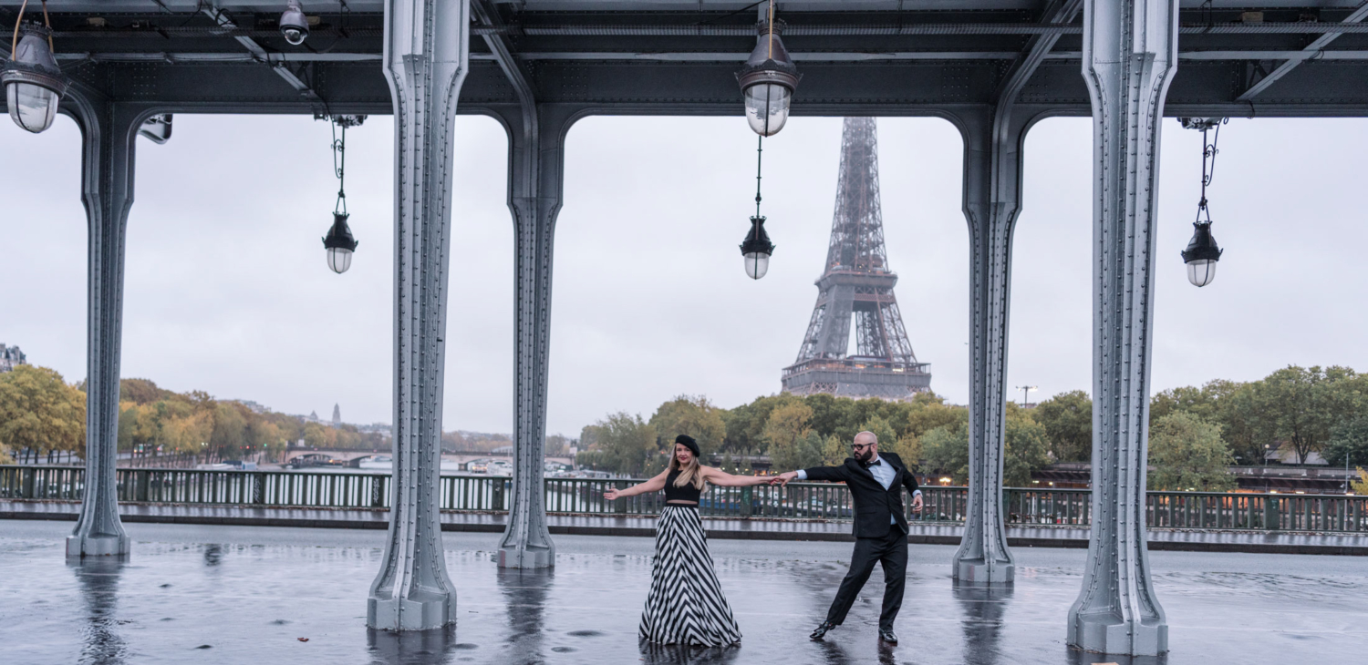 gorgeous married couple celebrate anniversary with view of eiffel tower in paris