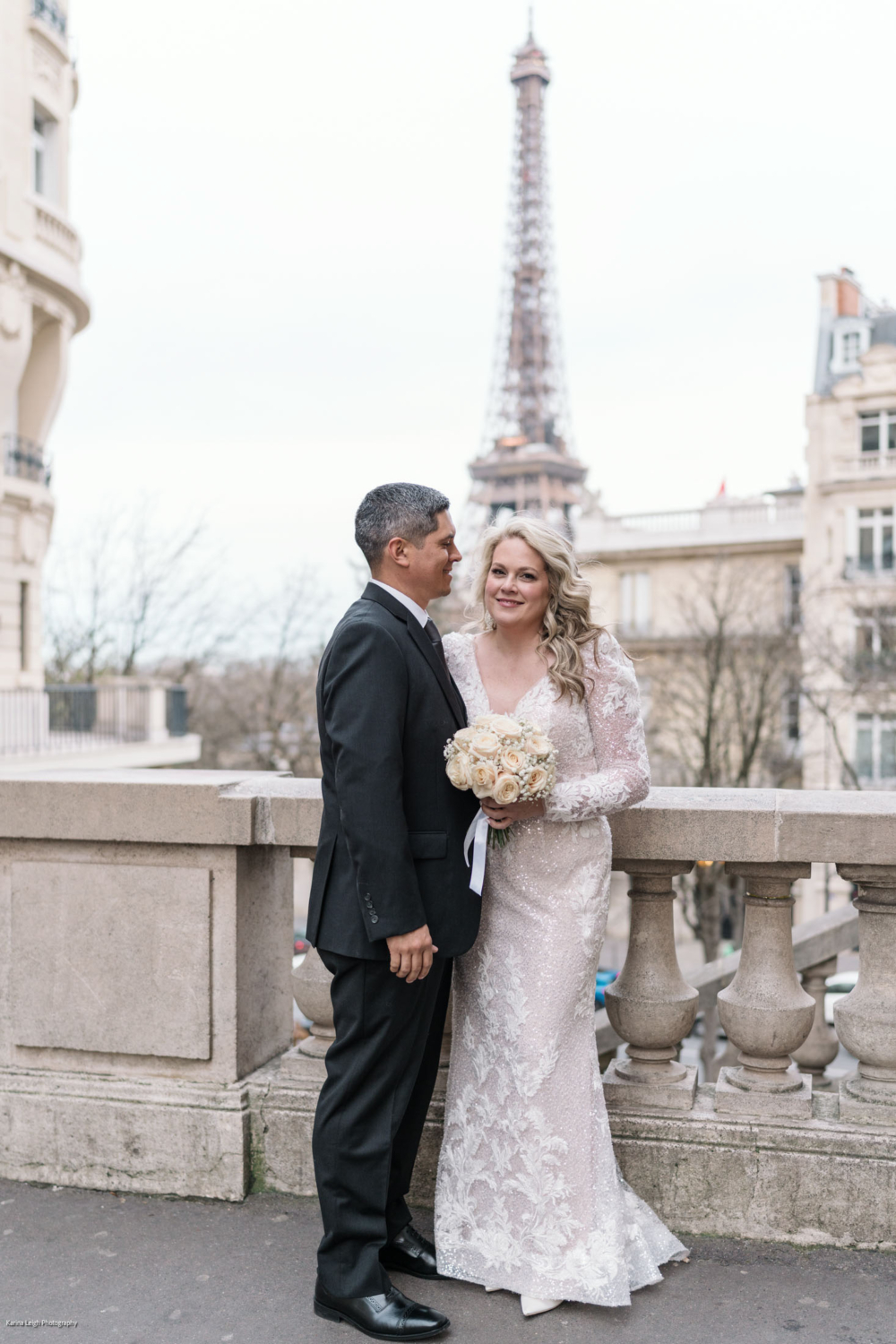 mature couple wedding photoshoot in paris with view of eiffel tower