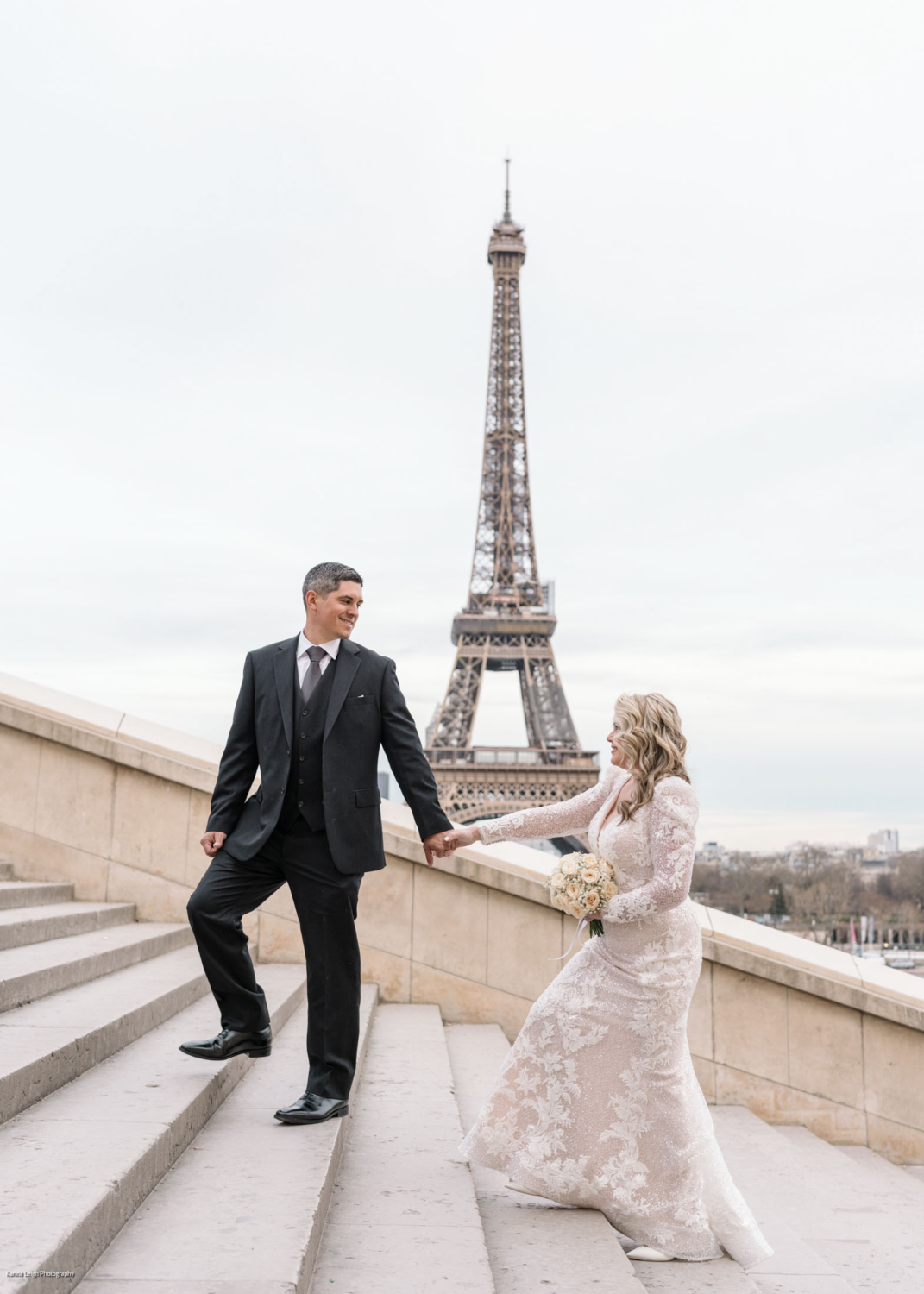 mature couple wedding photoshoot in paris with view of eiffel tower