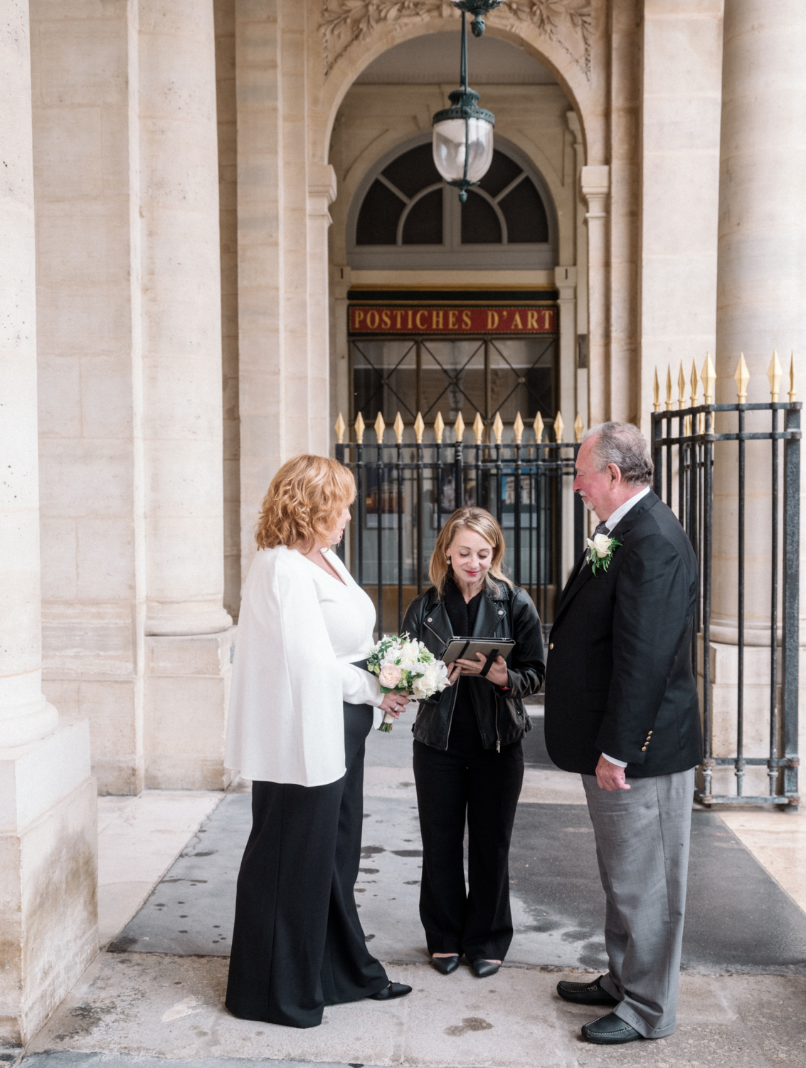 mature couple get married at palais royal in paris france