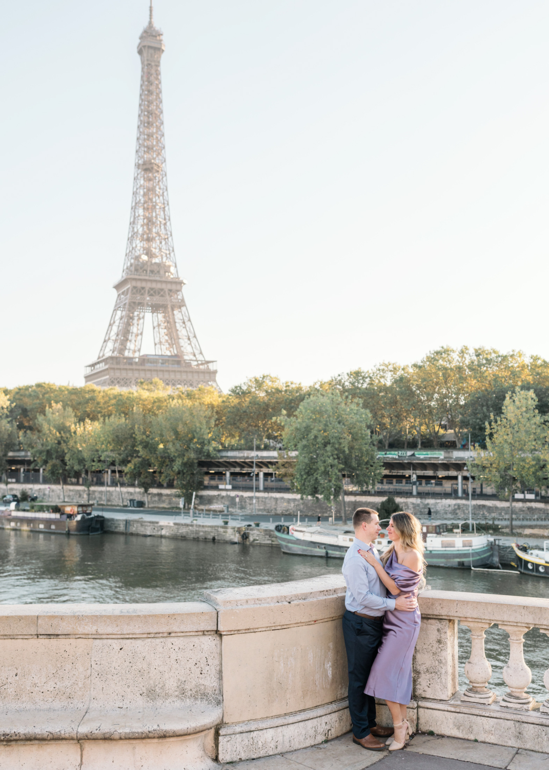 beautiful couple celebrate anniversary with view of eiffel tower in paris