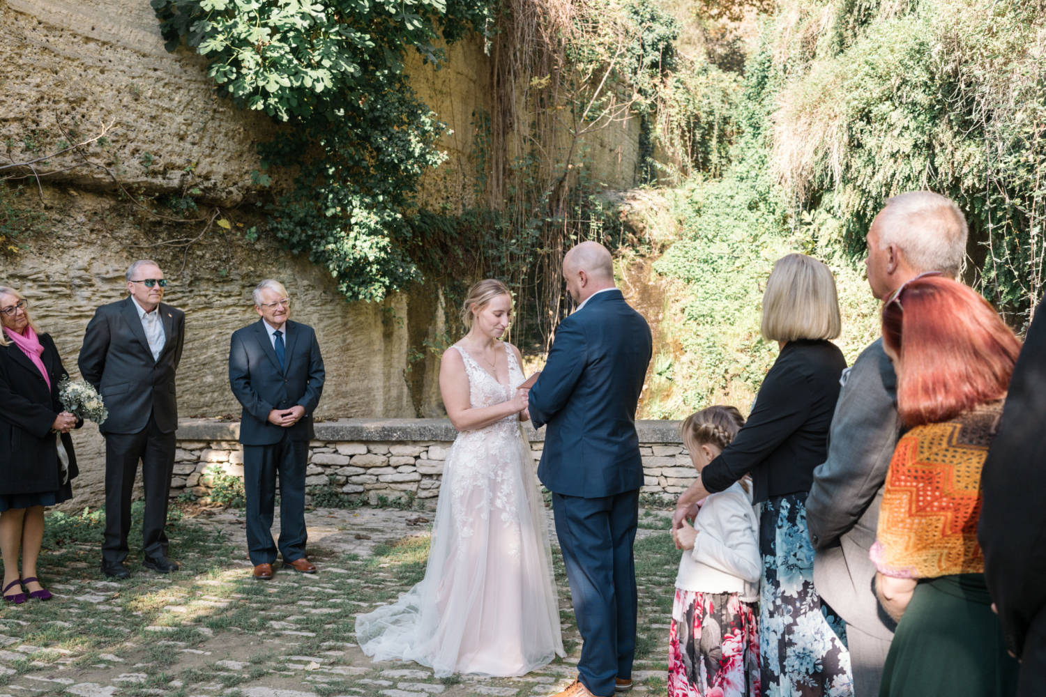 bride reads vows to groom at their wedding in gordes france provence