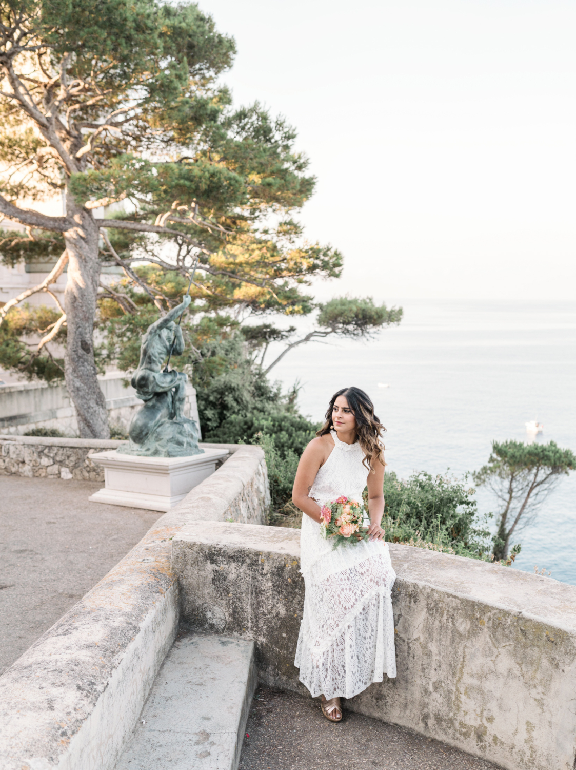 beautiful bride on her wedding day in saint jean cap ferrat france on the french riviera