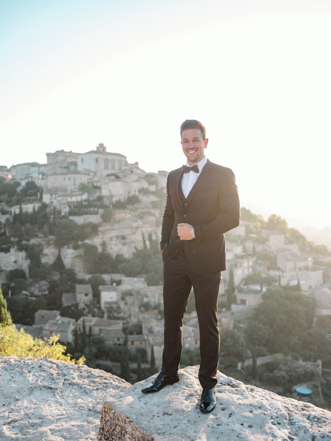 handsome groom before his wedding in gordes france