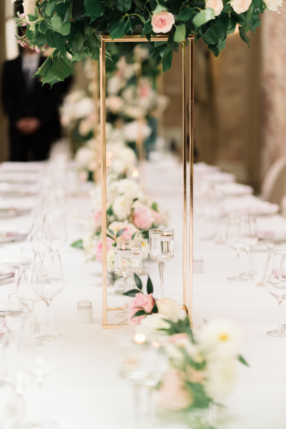 beautiful flower and table setting for wedding in paris