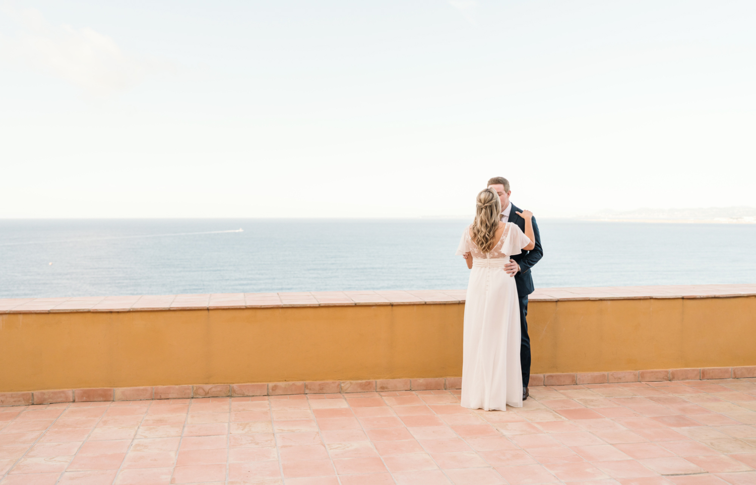 bride and groom first look in nice france