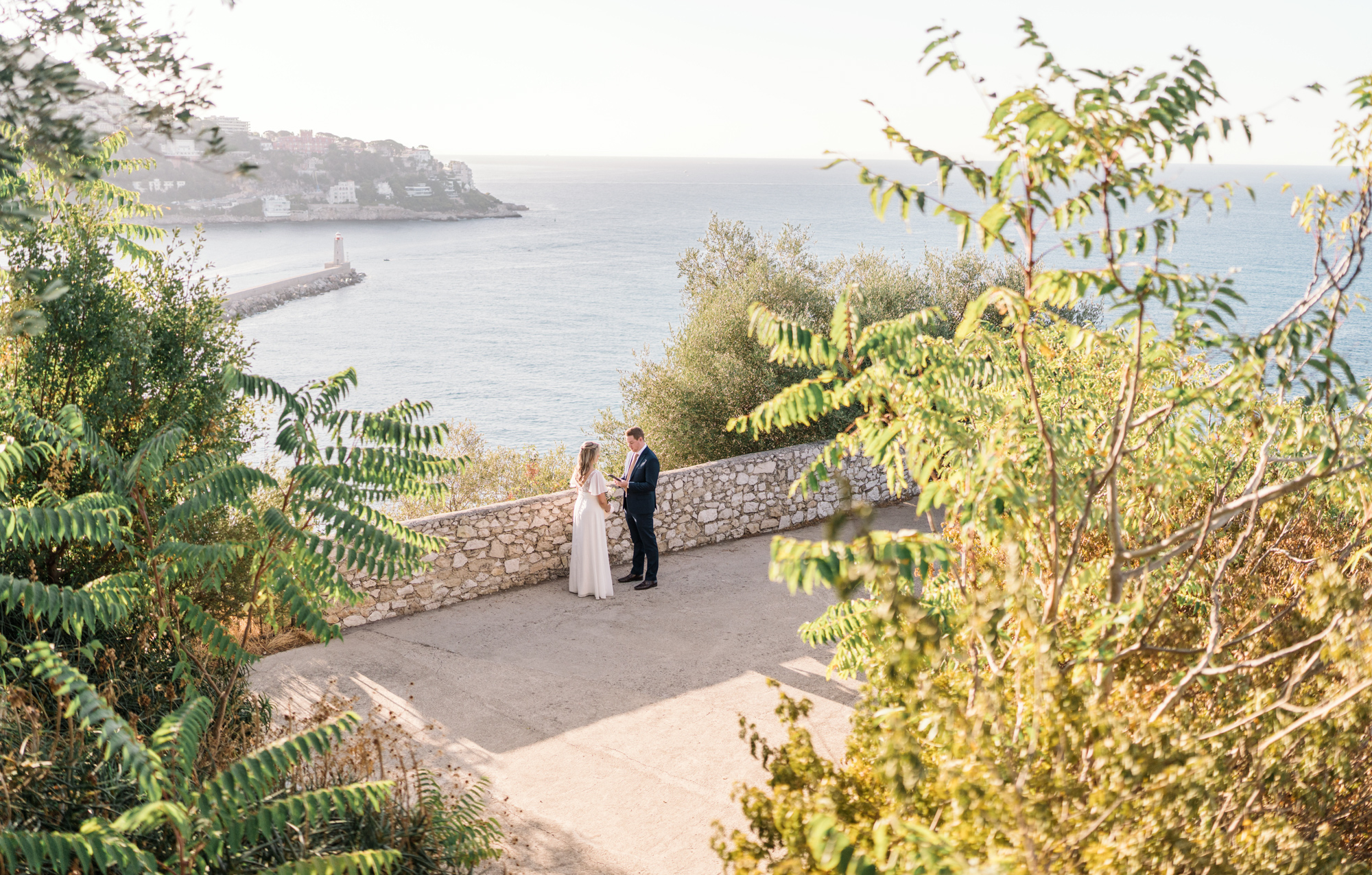 bride and groom have a private elopement ceremony in nice france