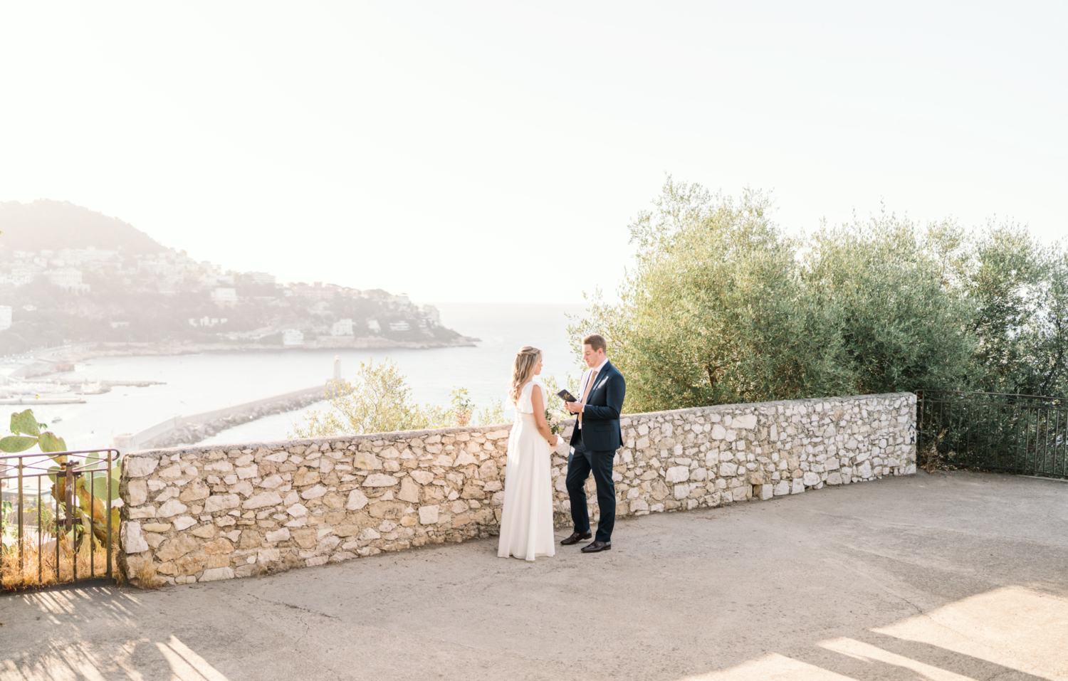 bride and groom exchange vows in nice france