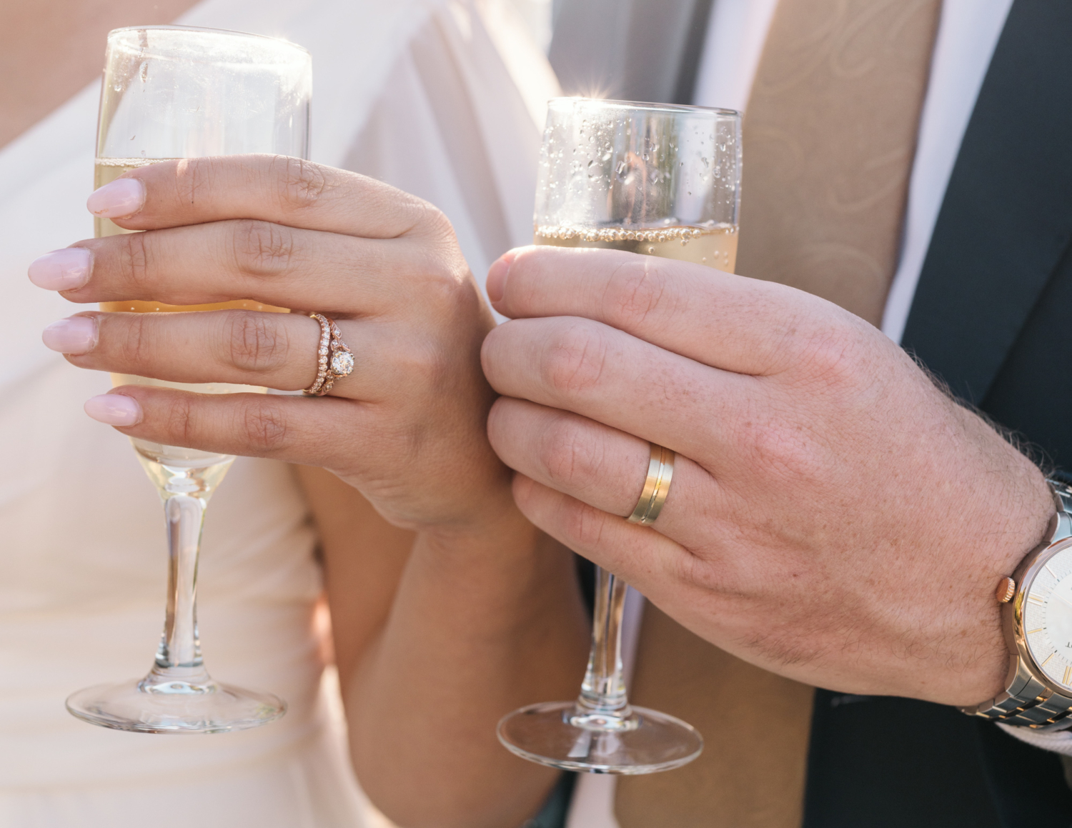 bride and groom toast each other on their wedding day in nice france