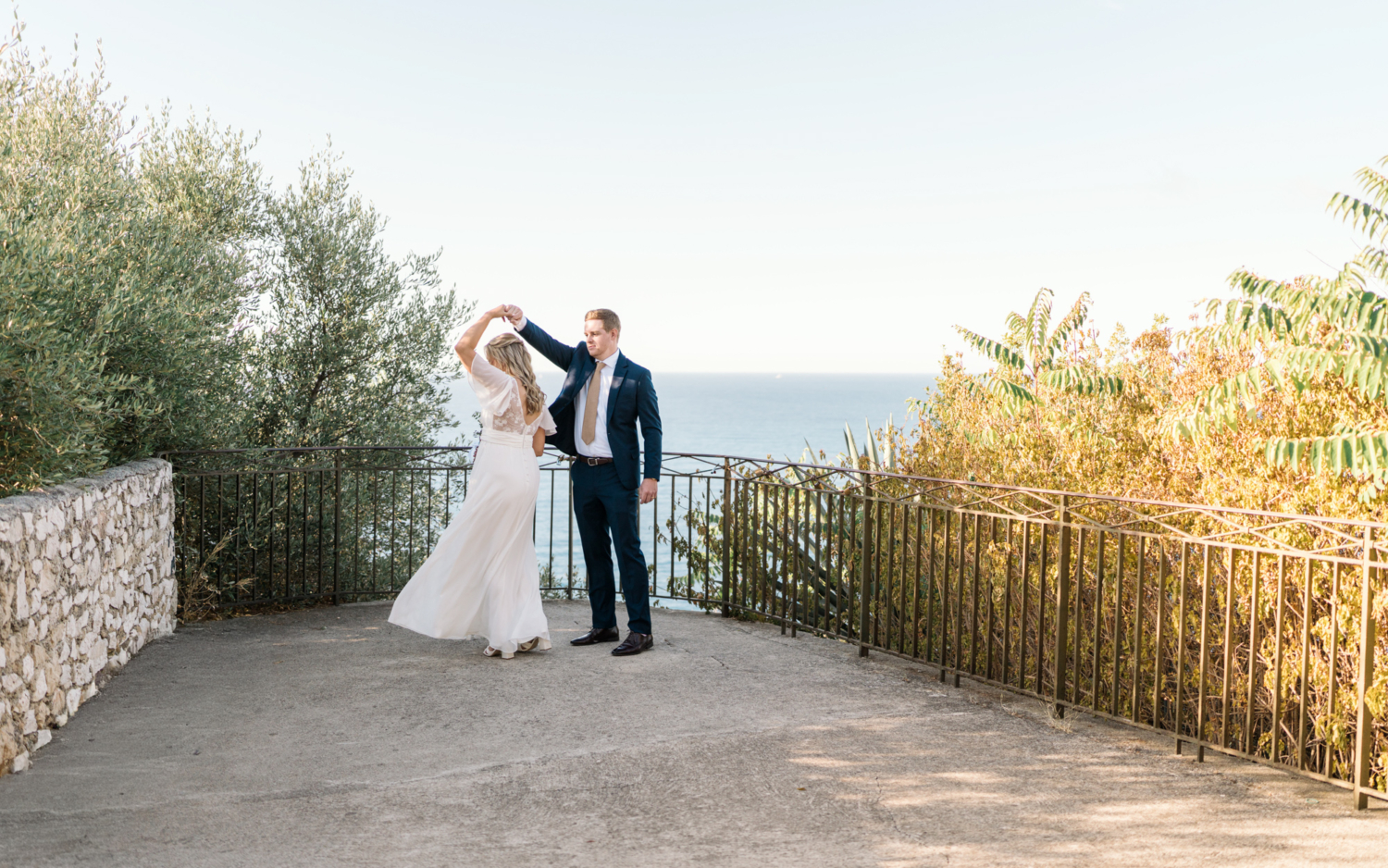 bride and groom dance after their wedding in nice france