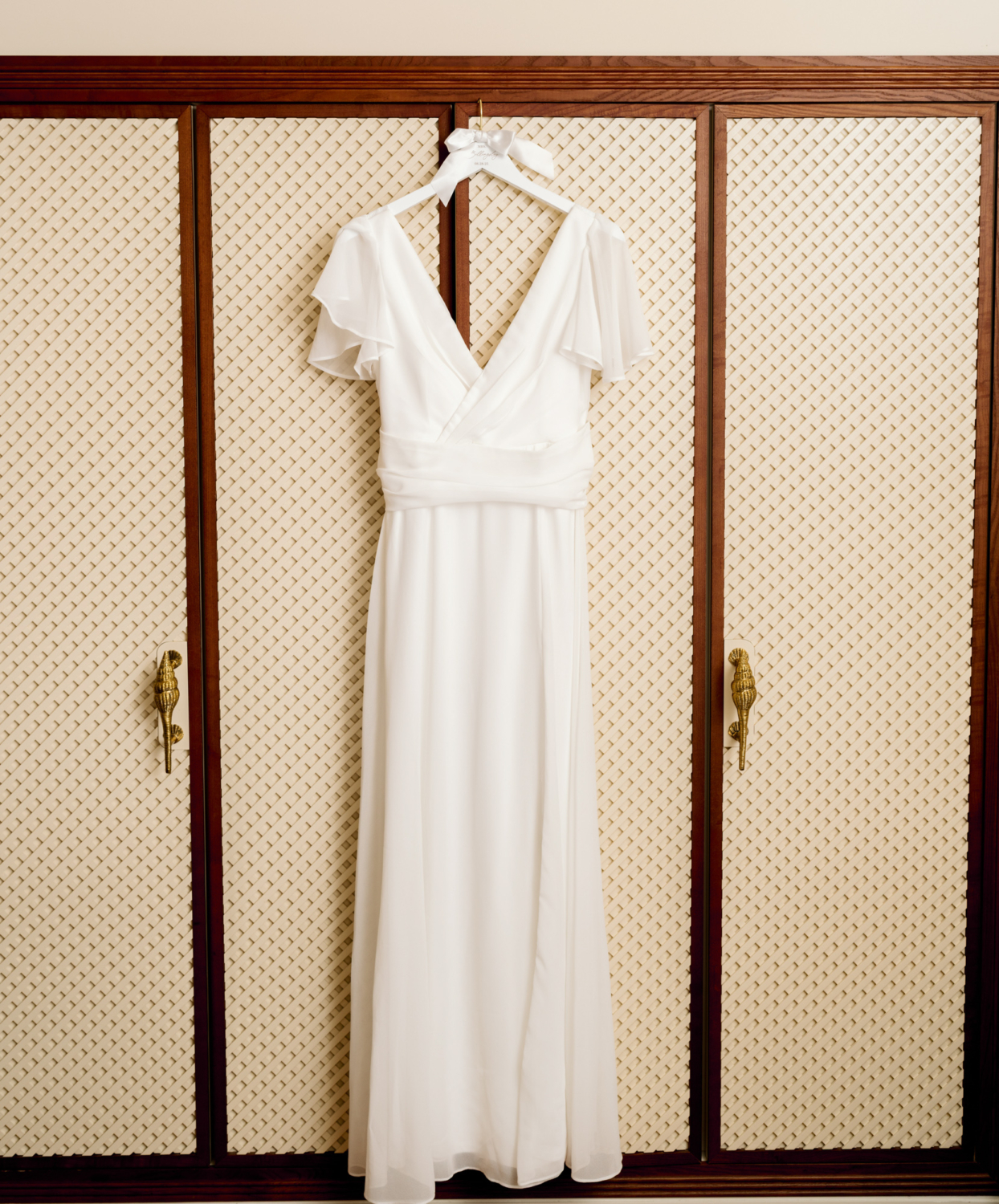 wedding gown displayed