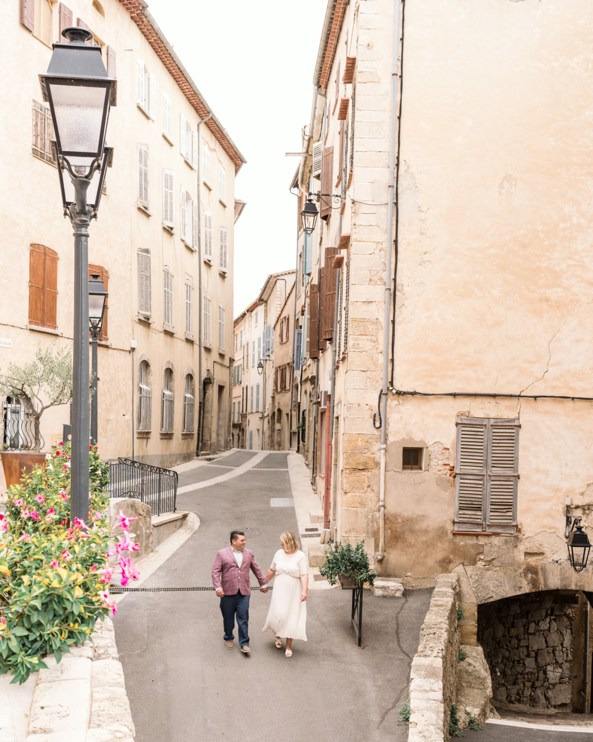 happy newlyweds walk in callas france
