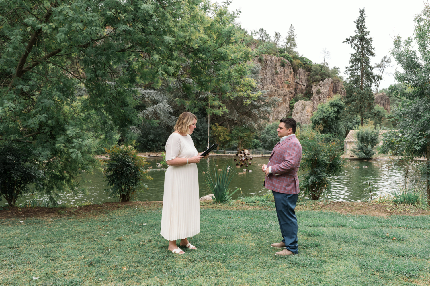 bride reads vows on his wedding day