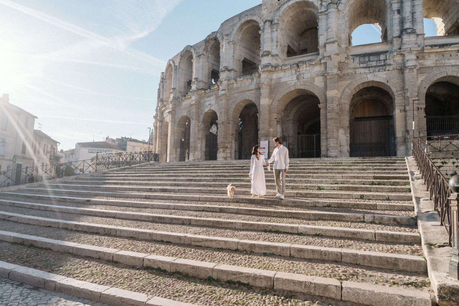 karina leigh - engagement photo session in arles, france with poodle