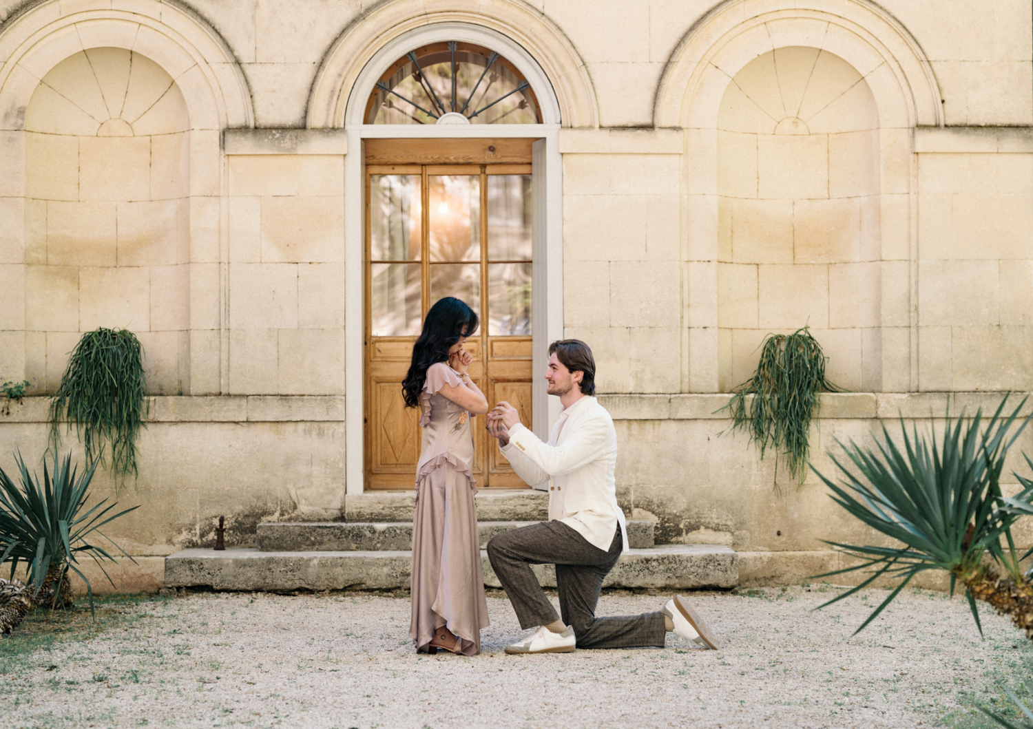 surprise engagement at chateau des alpilles in provence france