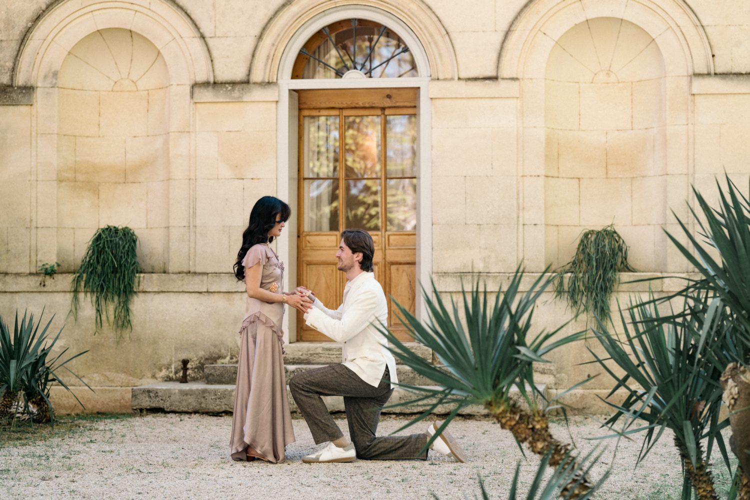 surprise engagement at chateau des alpilles in provence france