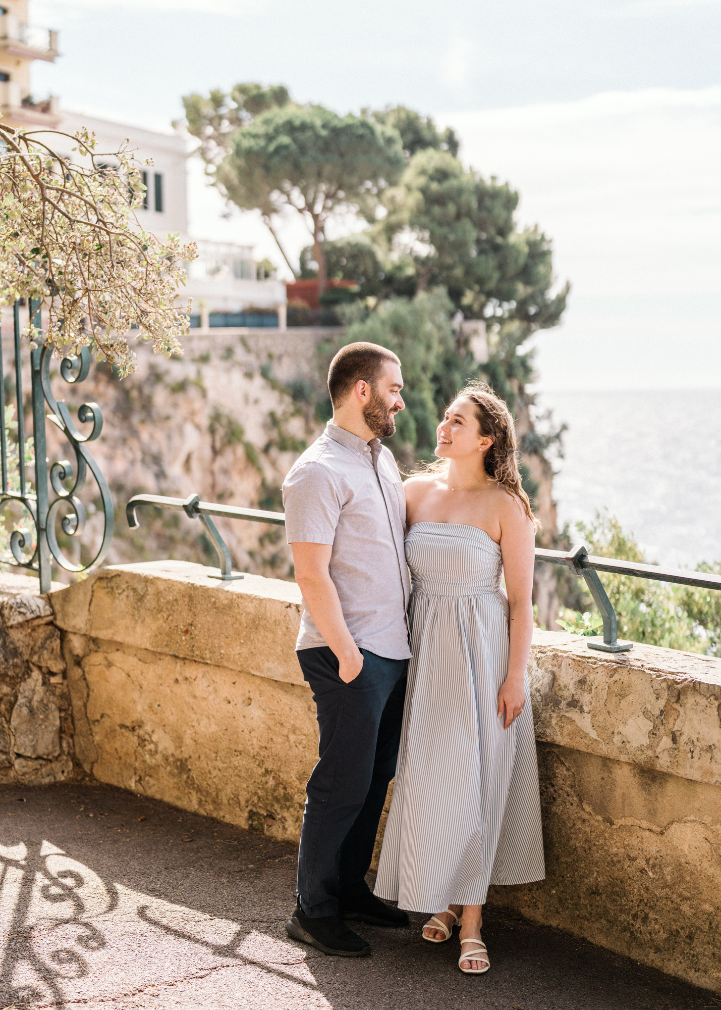 couple on their honeymoon pose in monaco
