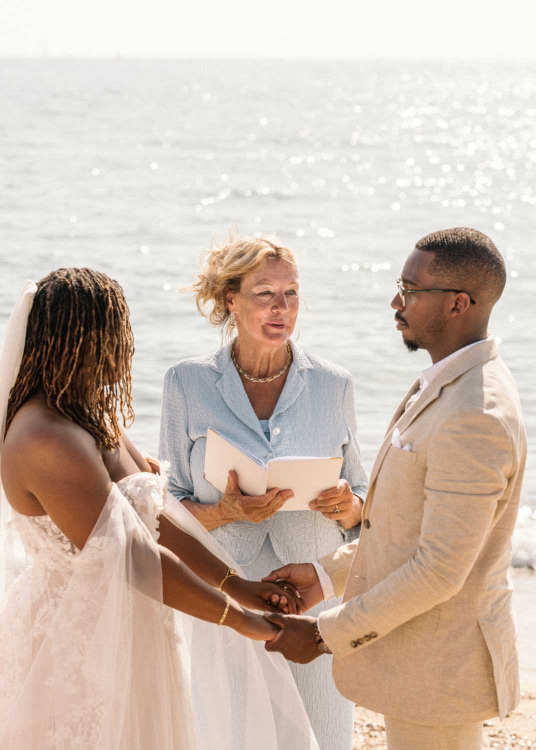 officiant speaks during wedding ceremony in saint tropez
