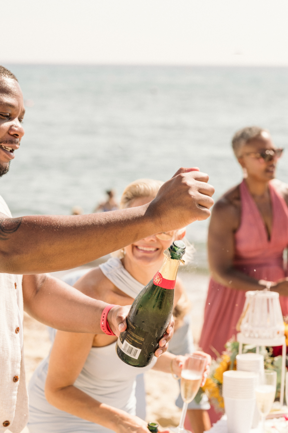 champagne cork popping in saint tropez